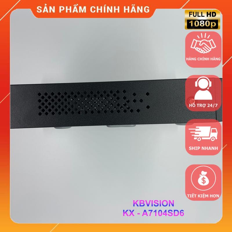 Đầu ghi hình Camera Analog 4 cổng nhãn hiệu KBVISION. KX-A7104SD6, hỗ trợ các Camera fullHD 1080p chuẩn HDTVI và cũ hơn 9