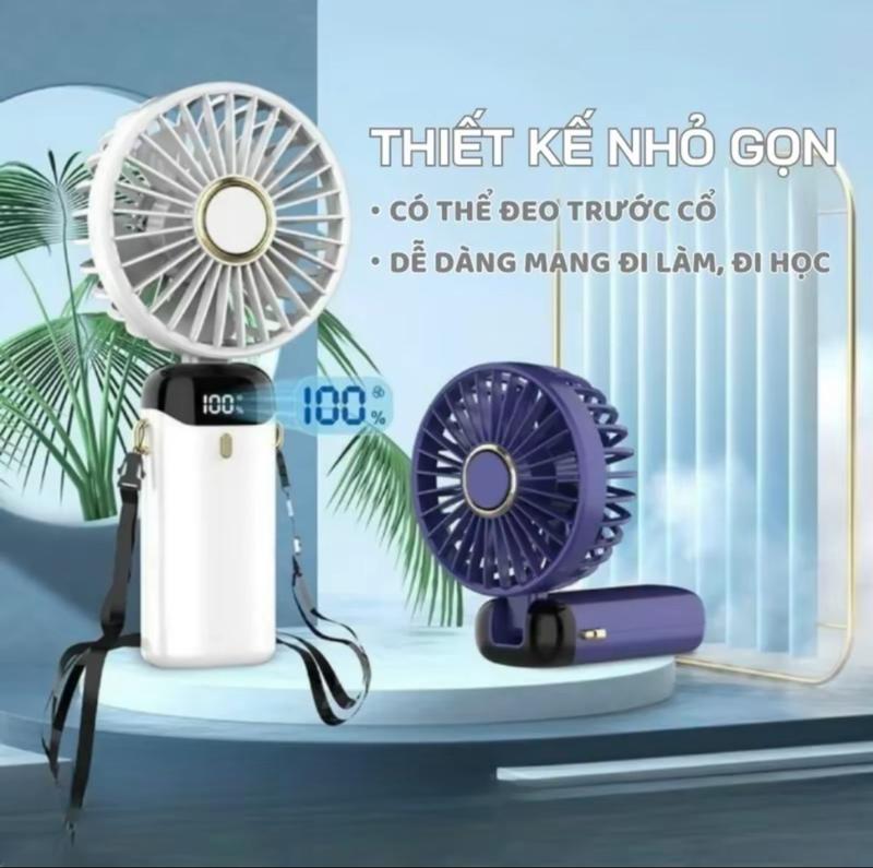 Quạt tích điện mini cầm tay 5000mAh xoay 90 độ máy quạt pin sạc điện usb làm mát công suất lớn 5 chế độ gió Phụ Kiện
