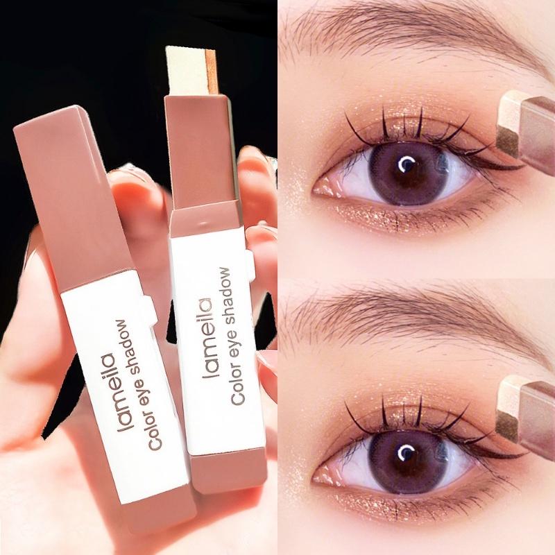 Product Introduction of 2 In 1 Eyeshadow Stick Double Color Lazy Gradient Velvet Eye Shadow Pencil Waterproof Shimmer Korea Cosmetics Beauty Makeup Tool 21