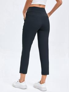 Women's Solid Pocket Skinny Pants, Casual Comfy High Stretch Yoga Pants for Daily Outdoor Wear, Ladies Bottoms for All Seasons