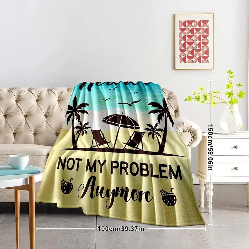 Cartoon Beach Pattern Blanket, 1 Count Soft Comfortable Warm Throw, Air-conditioned Room Blanket, Warm Nap Blanket for Home & Office 2