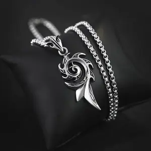 Elloise EN113 Kalung Silver Tribal 70cm Pria Wanita, Trendy, Rantai Titanium, Aksessories , Jewellry, Couple , Mewah ,Elegan, Anti Karat , Rantai Premium