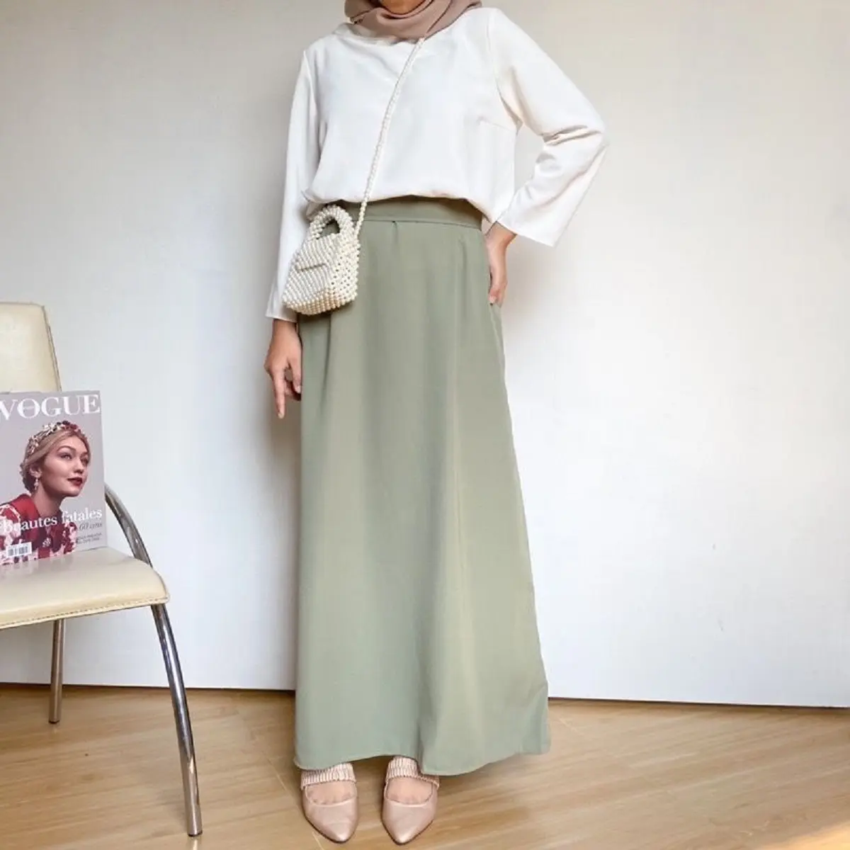ROK POLOS WANITA / PLAIN BASIC SKIRT KOREAN STYLE A-LINE