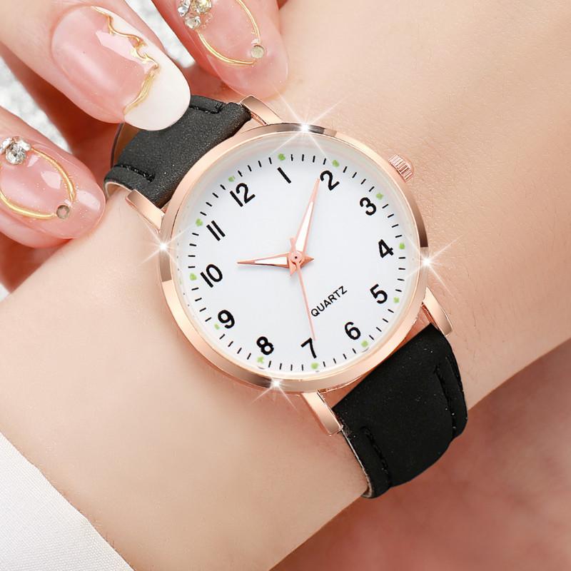 2PCS Jam Tangan Kuarsa Anak-Anak Tali Kulit Dial Bulat Bercahaya Tren Mode Kasual Jam Tangan Luar Ruangan Sederhana Fashion (tanpa Kotak) 7