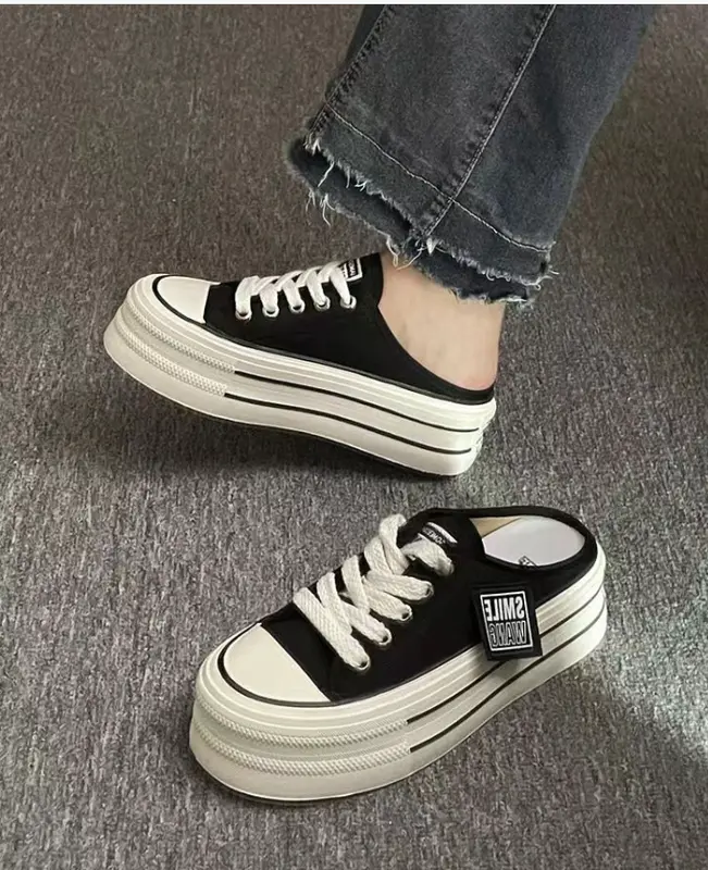 Sục thể thao nữ giày đạp gót  hot trend cao 5cm tôn dáng  B11 DéP Cao Su Shoes Women 7