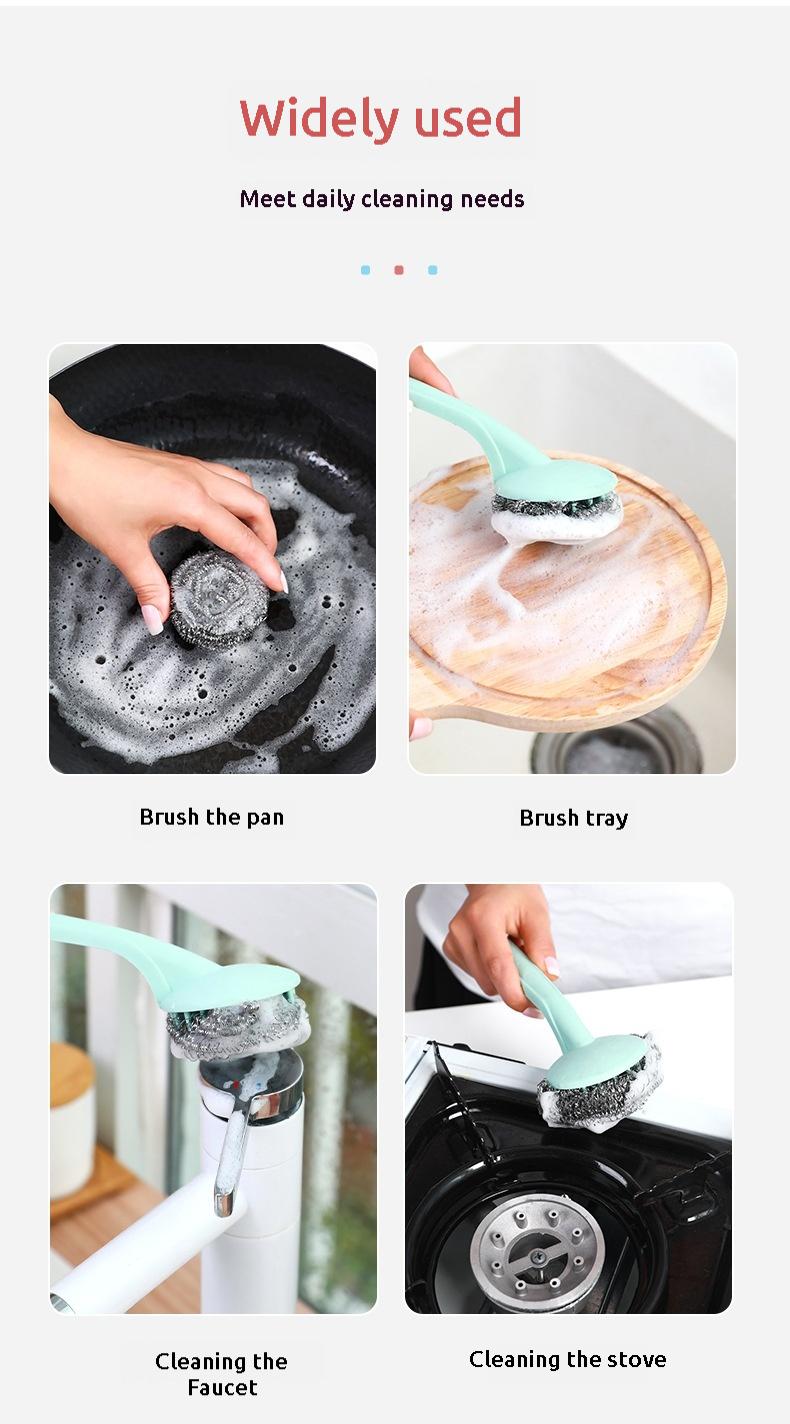 Product Introduction of Stainless Steel Cleaning Ball with Handle, 20 Pieces Steel Wool Ball Set with Handle, Large Steel Wool Ball Brush for Kitchen Pot Cleaning 9