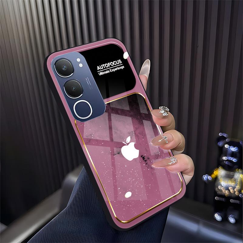 Cocok untuk casing ponsel vivo Y29 Casing ponsel kaca desain terbaru dengan pola huruf langit berbintang.-BLK