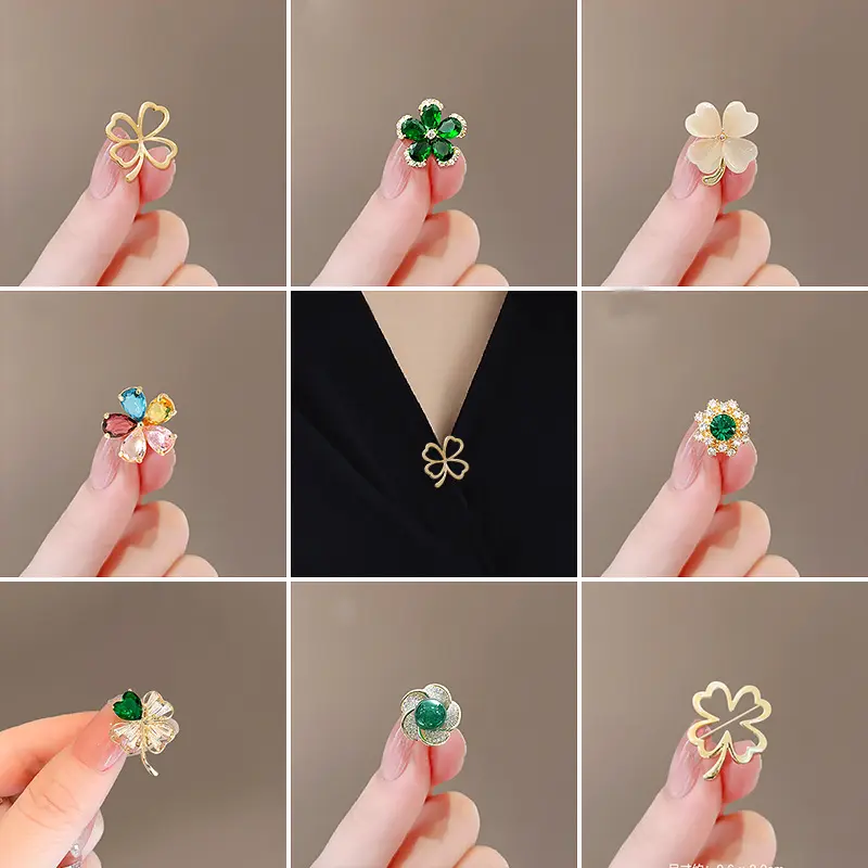 Emerald Anti-Exposure Brooch for Women, High-End Luxury Anti-Exposure Pin, Elegant and Versatile Brooch