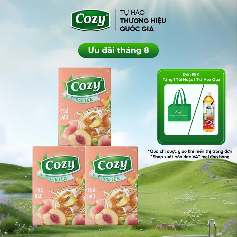  Combo 3 Trà Hoa Quả Trà Đen Hòa Tan Icetea Cozy Gồm Chanh Đào Chanh Nhài Đậm Đà Vị Trà Thơm Ngon Vị Hoa Quả Nước Trà Thơm Chè Sạch Tươi Nguyên Chất  Hộp 16 Gói  