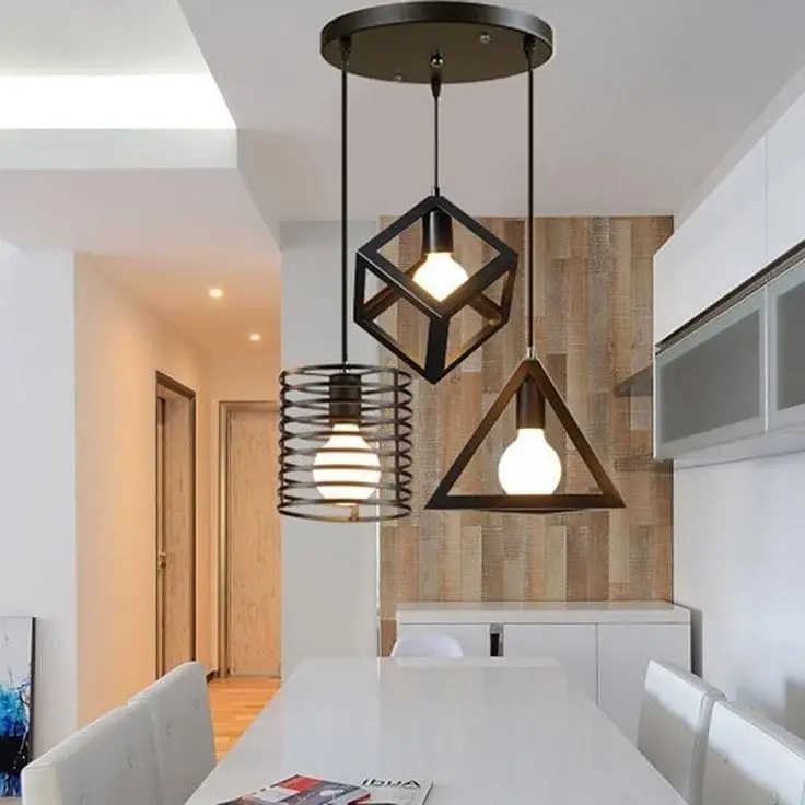 Lampu Gantung Minimalis Hias Plafon Ruang Tamu Dekorasi Rumah Vintage Modern Besi 4