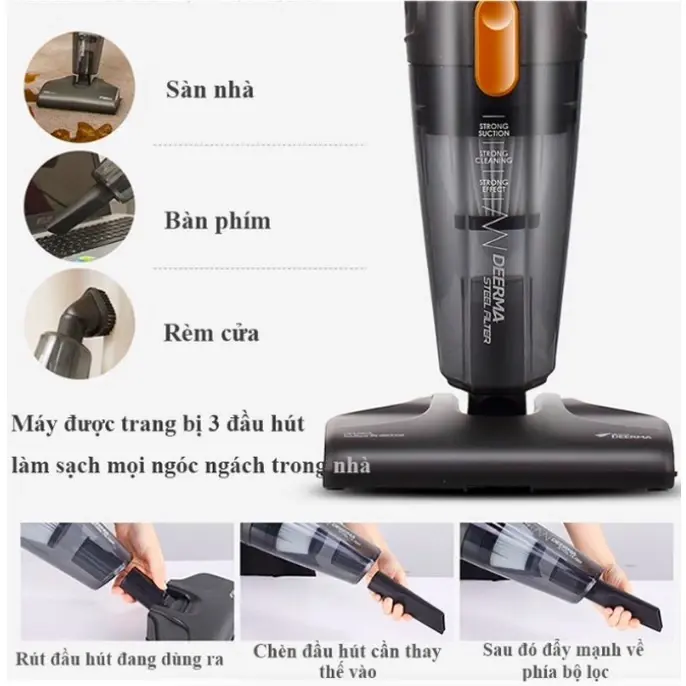 [DEAL SỐC] Máy Hút Bụi Cầm Tay Deerma DX115C/DX118C SEA Công Suất 600W Lực Hút 15000PA - 3 Đầu Hút - BH Chính Hãng 12 tháng Máy Hút Bụi Làm Sạch mayhut bui 5