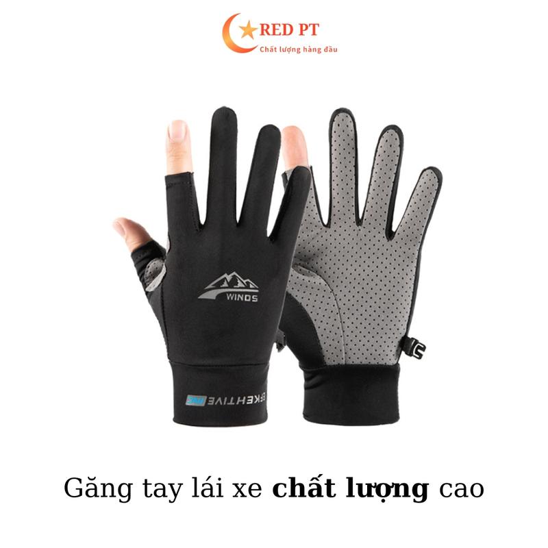 Găng tay chống nắng nam nữ đi xe máy lái ô tô chống tia uv băng lụa chất lượng cao RED PT