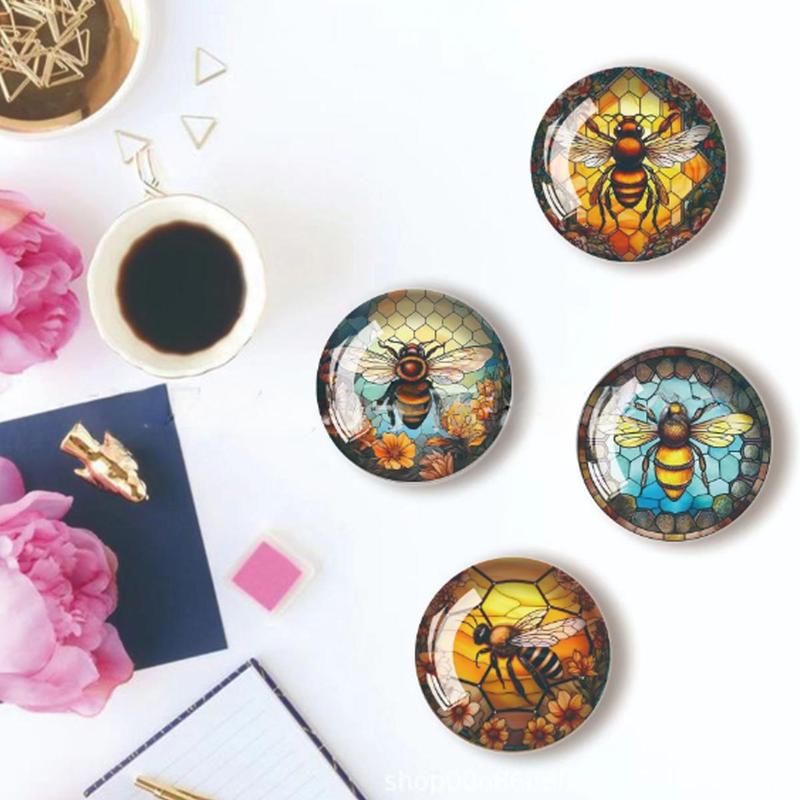 Round Magnetic Fridge Magnet, Colorful Bee Pattern Fridge Magnet, Kitchen Decoration for Office Whiteboard, Cabinet, Dishwasher, Locker 3