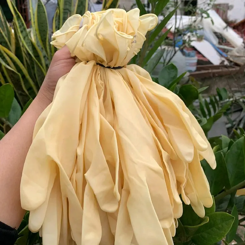 COMBO (0.5KG-3KG) Găng tay cao su cổ dài 30cm nhập khẩu Malaysia - có in chữ cổ tay 4
