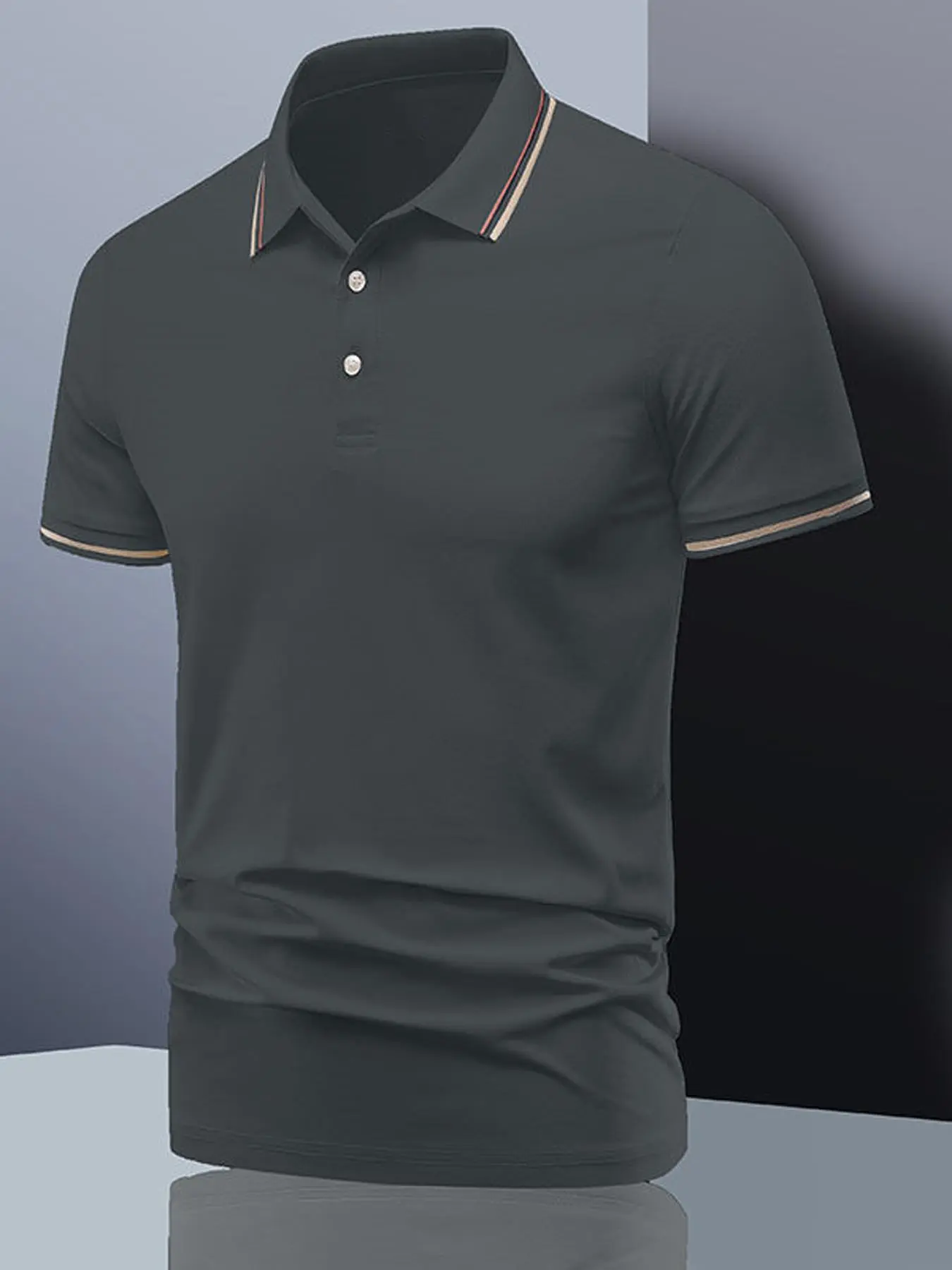 Men's Regular Fit Solid Color Sports Polo Shirt, Casual Short Sleeve Collared Top for Summer, Breathable Quick Drying Golf Tennis T-shirt