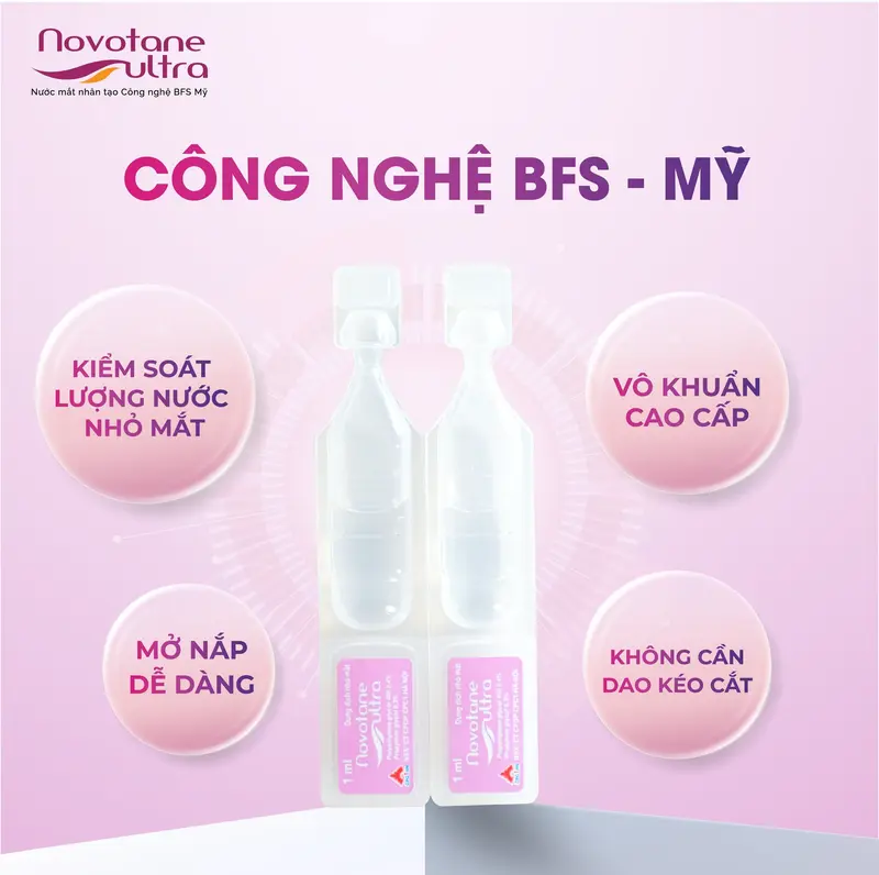 [Dành Cho Lens 1 Ngày] Vỉ Nước Nhỏ Mắt Nhân Tạo Dưỡng Ẩm 2 Pha Novotane Ultra 1ml thuốc  nhỏ nước  mắt 3