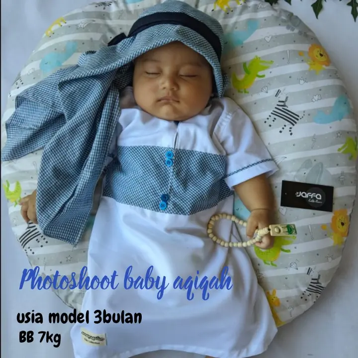 Jubah Bayi laki-laki Koko gamis bayi laki-laki jubah aqiqah Katun Toyobo premium usia 7hari-5bln free Peci
