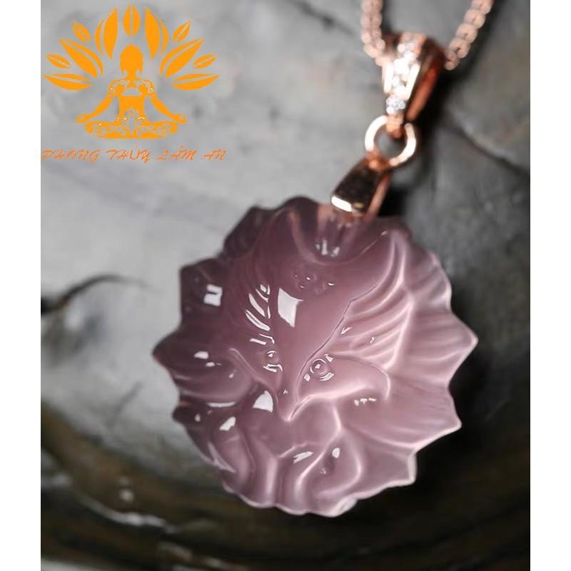 [HÀNG CAO CẤP] MẶT DÂY CHUYỀN HỒ LY AQUAMARINE HỒNG CỰC PHẨM   TẶNG KÈM DÂY VÀ HỘP GẤM ĐẸP 0