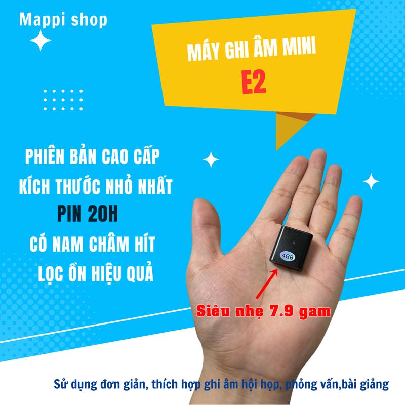 Máy ghi âm mini chuyên nghiệp E2 kích thước nhỏ pin 20h lọc âm tốt