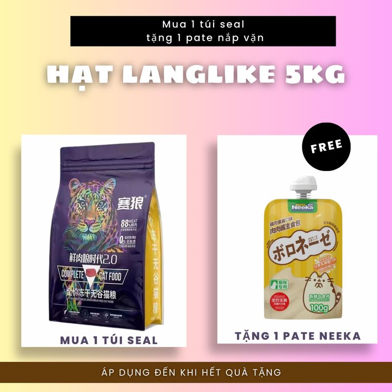 [ Tặng pate ] Hạt LANGLIKE 5kg siêu topping 40% đạm cho mèo, hạt mix topping cao cấp không trứng cho mèo mọi lứa tuổi