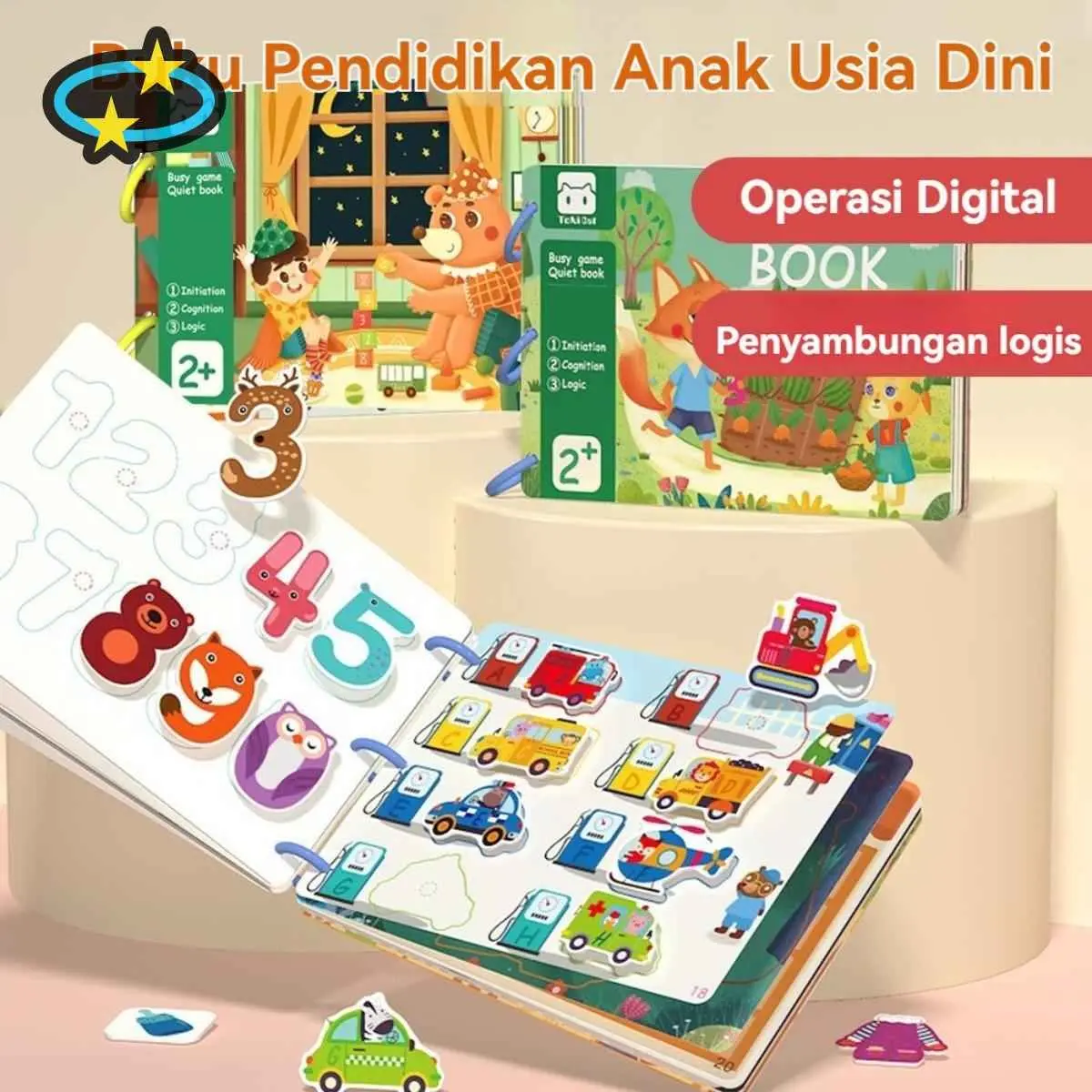 Buku Aktivitas Tenang 14/30 Halaman - Busy Book Sensorik untuk Balita - Latih Motorik Halus & Kognitif - Bahan Kuat Usia 1-3 Tahun.brae