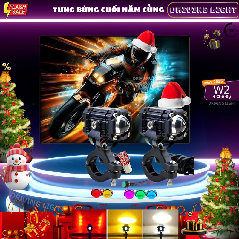 [DRIVING LIGHT BẢO HÀNH 12 THÁNG] Đèn Trợ Sáng Mini W2, 4 Chế Độ Sáng-Tích Hợp AutoPassing-Bản Mới 2024-12dochoixe,đentrosang,oto,xemay,denledbicau,PhụKiệnPhụTùngTitanMulticoloured Có Headlight Bulbs (LED) đèn  trợ bi cầu  mini đèn  trợ bi  cầu headlights