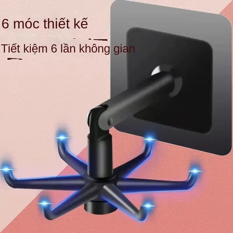 Móc Xoay, 6 Móc Xoay Không Cần Khoan, Móc Dính Nhà Bếp, Giá Để Đồ, Dụng Cụ Sắp Xếp Phòng Khách, Dụng Cụ Sắp Xếp Phòng Tắm, Móc Đa Năng