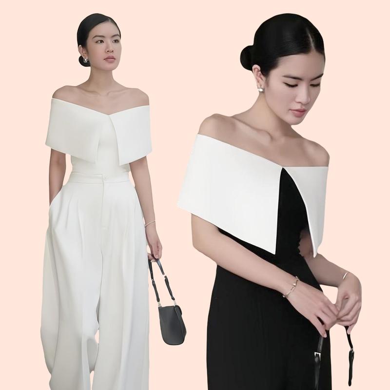 ÁO THUN TRỄ VAI PHỐI TRẮNG NỮ items đơn giản cân hết mọi outfix size S M L NGẮN TAY Women Top Kem Tre Đen Voan