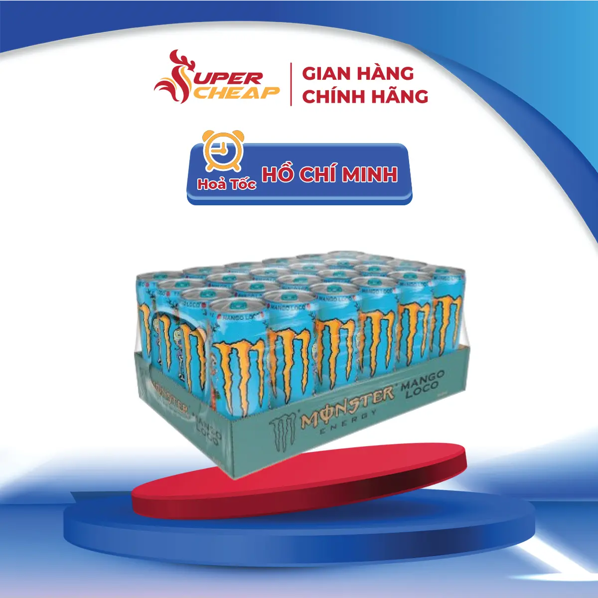 Lốc 24 Lon Nước Tăng Lực Giải Khát Monster Energy Mango Loco Vị Xoài 355ml/Lon Supercheap Chính Hãng