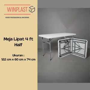 Meja Lipat Portable Indoor Outdoor 4 kursi Half 122 cm x 60 cm
