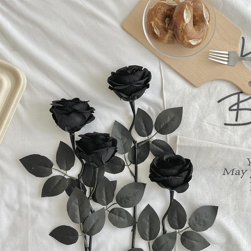 Product Introduction of 3/5 PCS Artificial Rose Big Bouquet Elegant Unique Coffee Color Black Wedding Decor Romantic Valentine's Day Present Bouquet 21