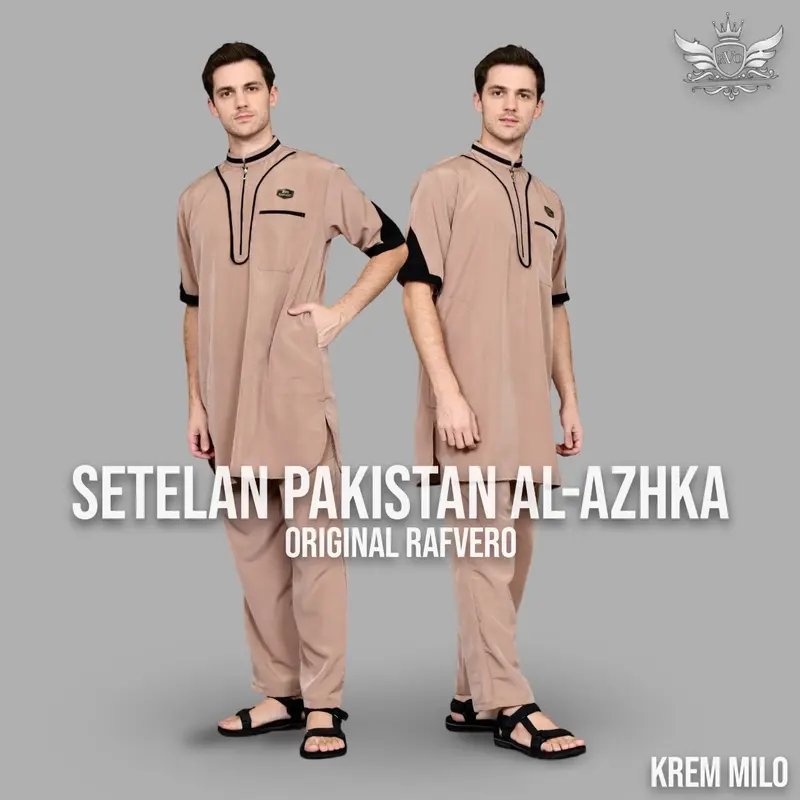Rafvero BAJU KOKO KURTA PAKISTAN AL-AZHKA BAHAN BEESHWAY List Polka Dot Muslim Pendek Pria Setelan Dewasa Navy Putih Size M L XL Terlaris Terbaru - Panjang 5