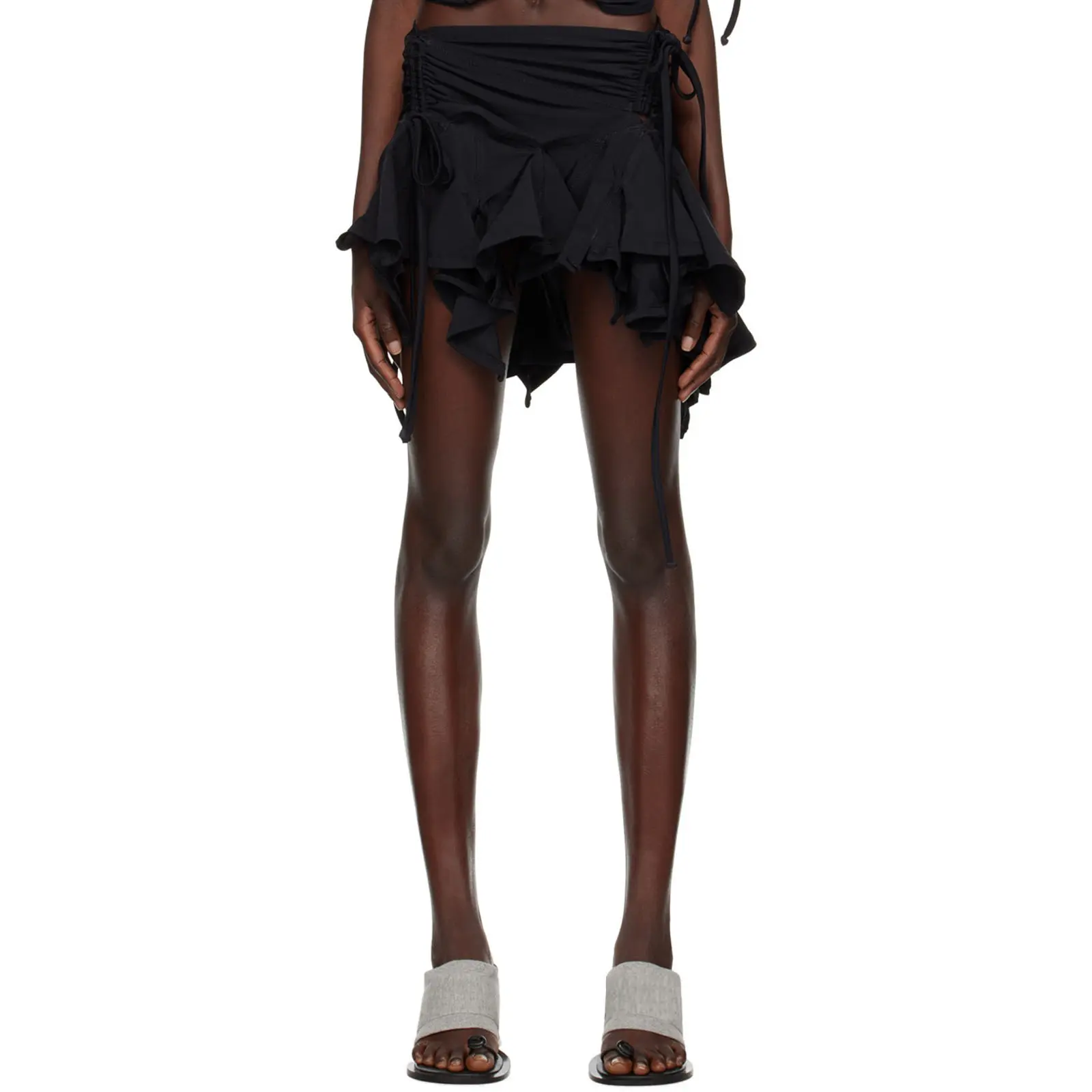 Chân Váy Gothic Punk, Dành Cho Nữ, Màu Trơn Dây Rút Buộc Dây, Xếp Nếp Và Xù Lông, Chân Váy Mini, Thời Trang Mùa Hè, Chân Váy Ngắn Women Kem