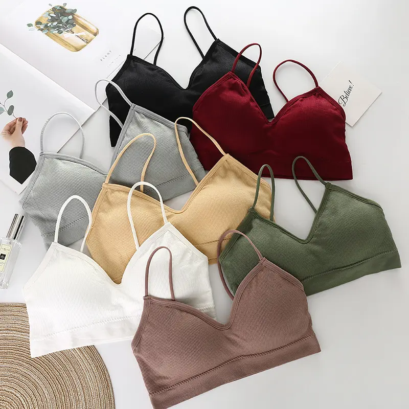 BRA539 Bra Wanita Tanpa Kawat Pakaian Dalam Bralette Push Up Elastis Bra Busa Bh Seamless Tipis Kemben Renda Top Crop 0