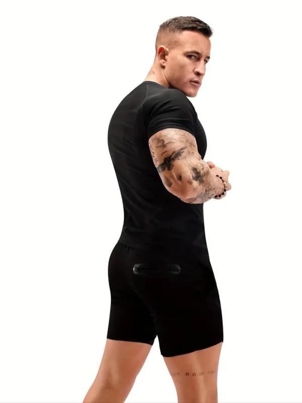 Men's Round Neck Shapewear Top, Plain Comfortable Crew Neck Short Sleeve Shaper, Men's Underwear & Sleepwear for Daily Wear 8