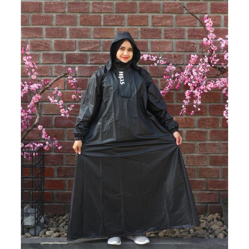 Mantel Jas Hujan Wanita Muslimah Gamis Tebal Premium PVC Tahan air Dapat digunakan kembali Syari 2
