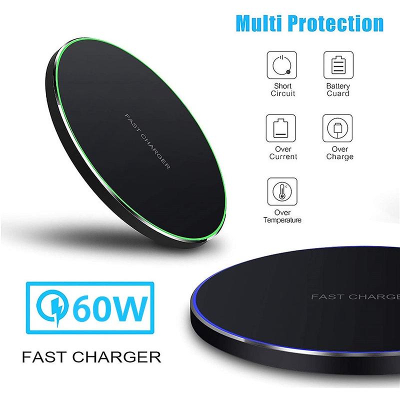 Product Introduction of 60W Wireless Charger Pad Stand For iPhone 14 13 12 11 Pro Max X Samsung Xiaomi Induction  Fast Wireless Charging Dock Station 52