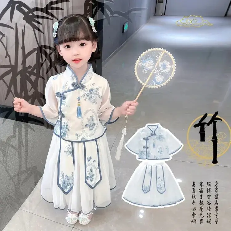 Trang Phục Váy Phong Cách Trung Quốc Cho Bé Gái, Trang Phục Hán Phục Trung Quốc, Bộ Đồ Váy Công Chúa Phong Cách Trung Quốc Mùa Hè, Bộ Đồ Tang Cho Trẻ Em, Phong Cách Cổ Điển, Hàng Mới Về Năm 2024