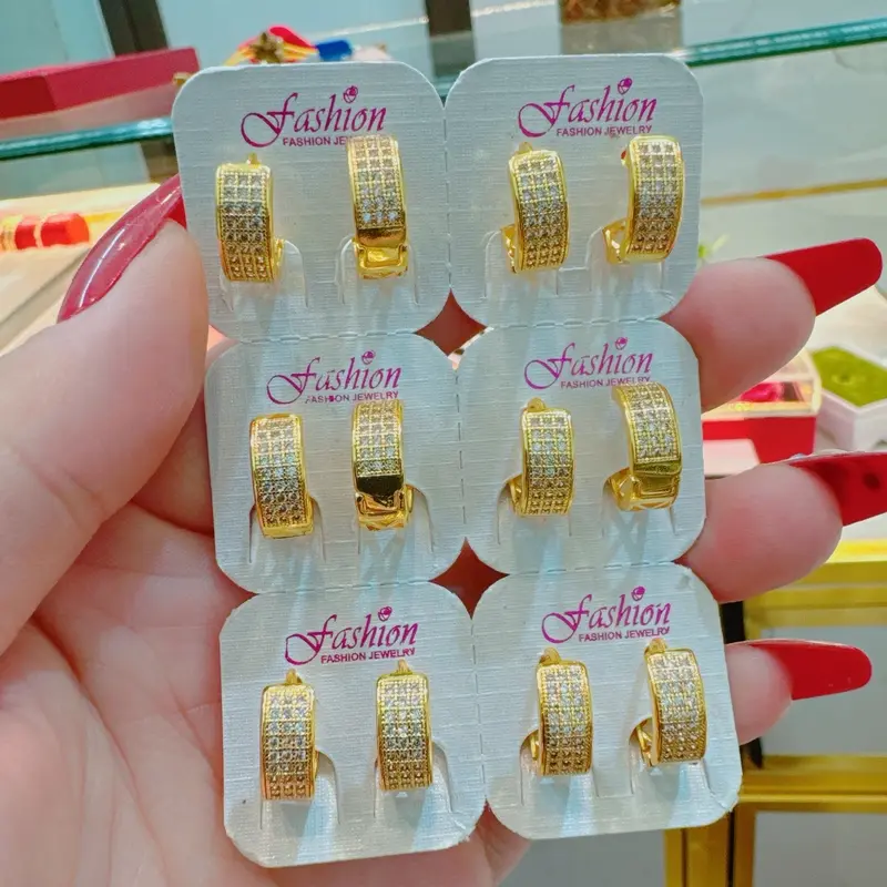 Hoa tai bản đính đá và hoa tai đá tròn mới( Women Voi ) 8
