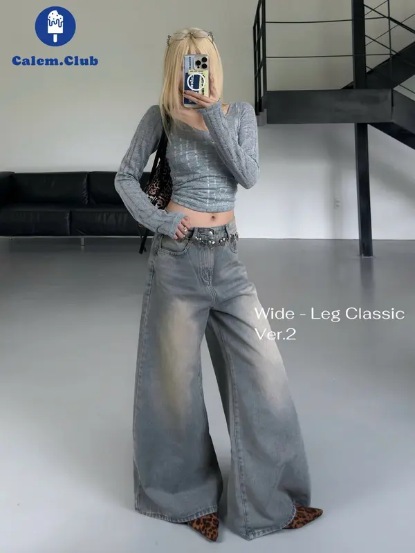 Calem Club - Quần Jeans Ống Rộng Ver 2 WIDE LEG tôn dáng cạp cao form unisex nam nữ 2