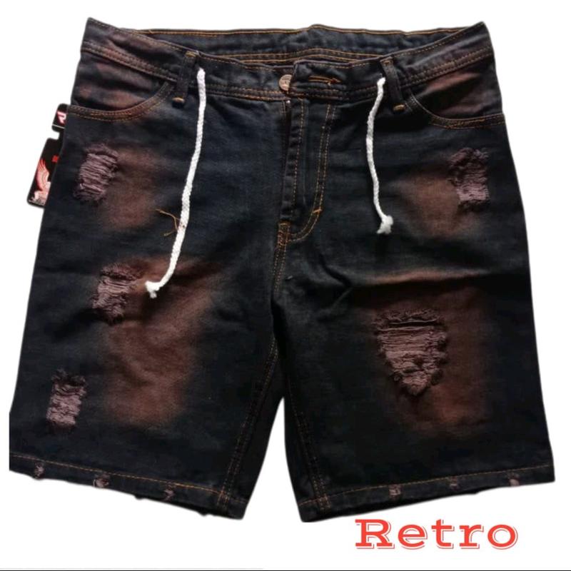 Celana Jeans Pendek Sobek Pria | Celana Pendek Sobek Pria Hitam Distro Ripped Denim 5
