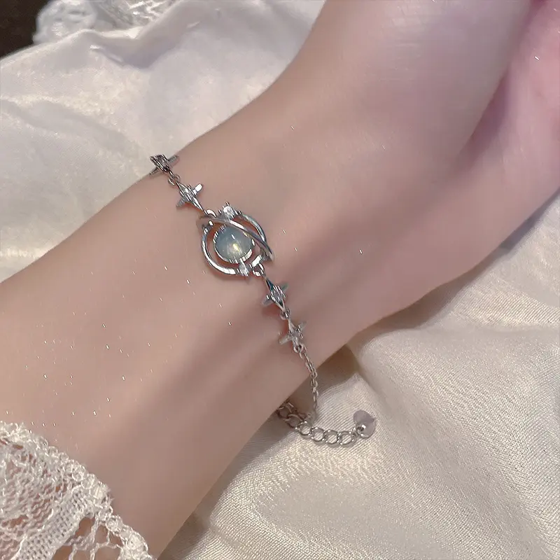 Vòng Tay Ngôi Sao Màu Xanh, Đá Quý, Dây Chuyền Đeo Tay, Sáng Tạo, Thích Hợp Làm Quà Tặng Ngày Lễ Tình Nhân, Phong Cách Instagram 3