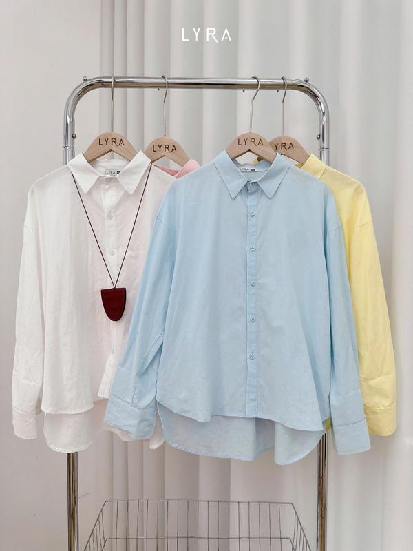 LYRA - (ÁO SƠ MI THÊU NGỰA) nữ form vừa dài tay thêu ngựa, chất thô Hàn cao cấp, kiểu dáng trendy hiện đại LWNSM010 7