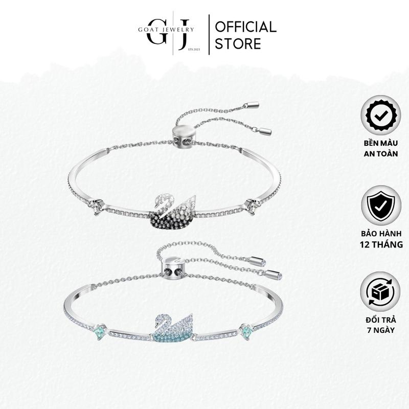 Vòng Tay Bạc Nữ Hình Thiên Nga Dazzling Dây Rút Đính Đá Tặng Hộp Đựng