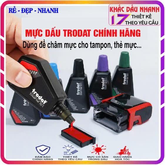 Mực dấu Trodat 7011 (chai 28ml), Mực nước đóng trên giấy đóng nét rõ, không gây nhòe, để châm thêm