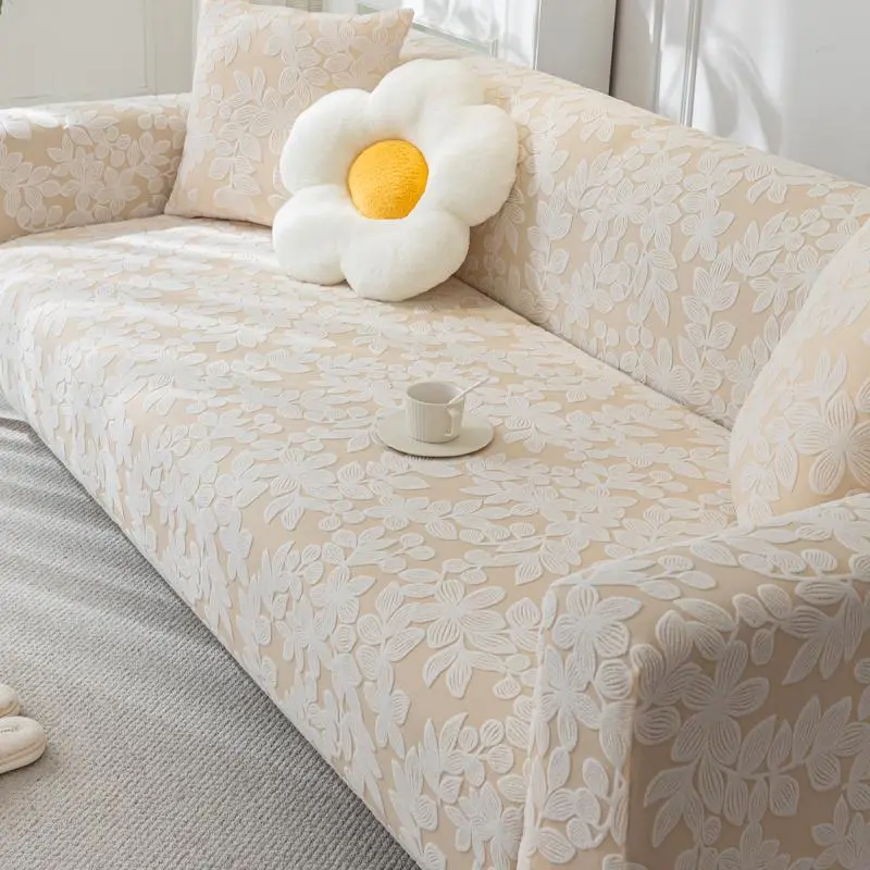 Floral Pattern Sofa Cover, 1 Count Sofa Slipcover with 1 Count Seat Cushion Cover, Dustproof Sofa Cover for Home Living Room Decor 0