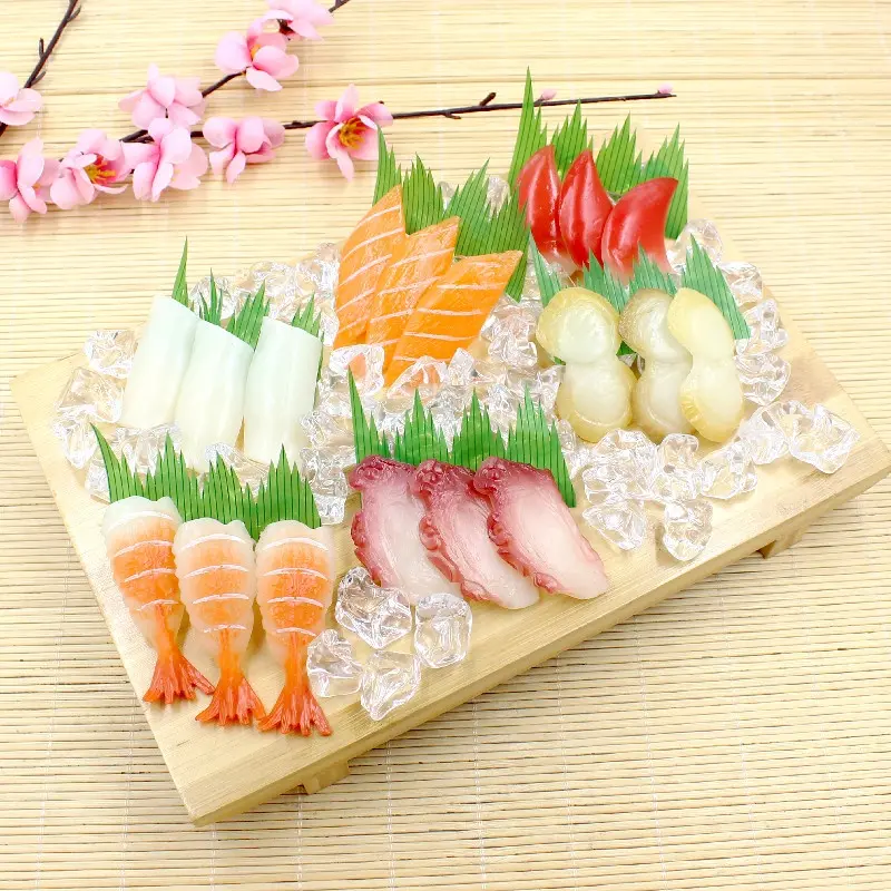 Bát Sashimi Nhân Tạo, Mô Phỏng Cá Hồi Giả, Động Vật Biển Bắc Cực, Tôm, Tắc, Sashimi, Đồ Ăn Ẩm Thực Nhật Bản, Mô Hình Đĩa Thực Phẩm