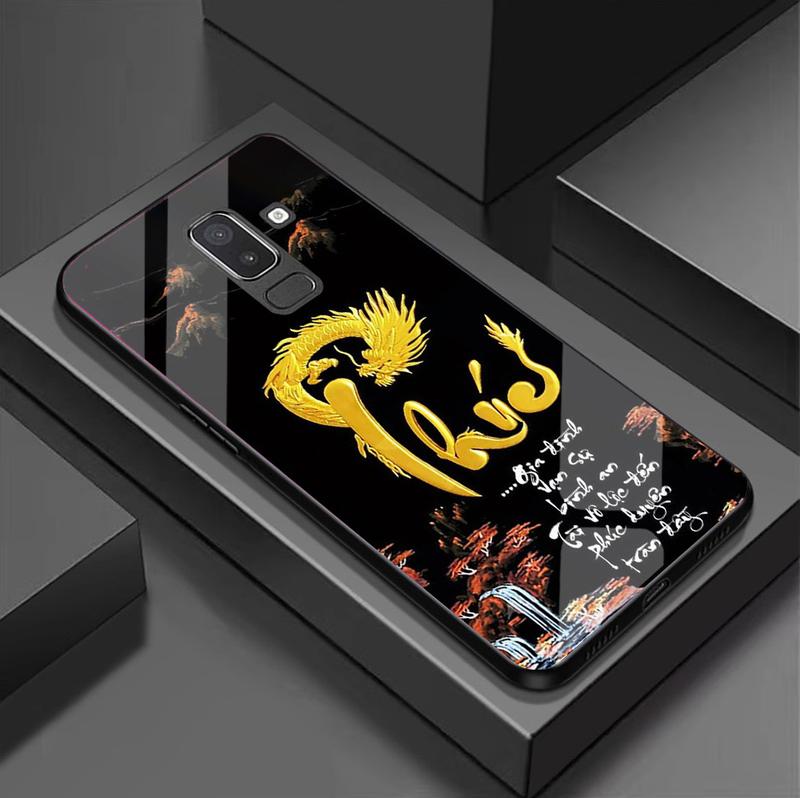 Ốp Lưng cho SAMSUNG GALAXY J8, A6 PLUS Mặt kính cao cấp, sáng đẹp, Chữ thư pháp