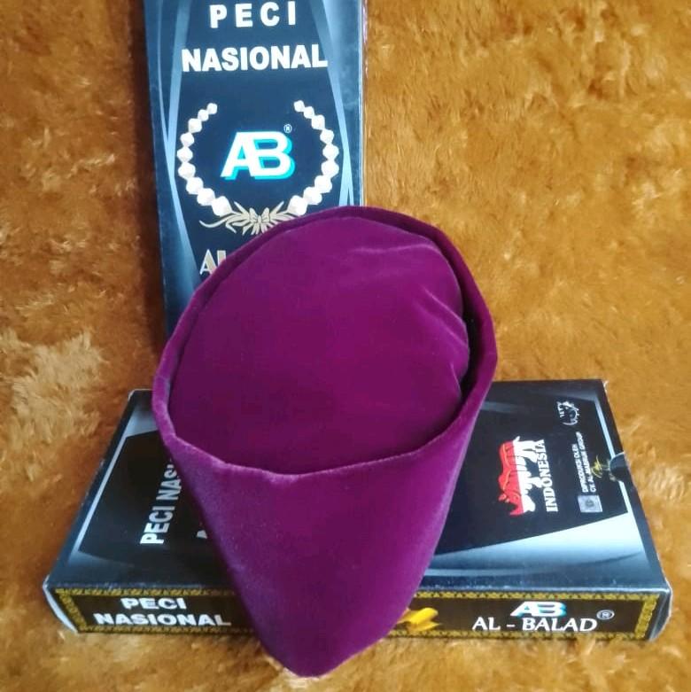 kopiah peci songkok al balad cap badak merah marun polos murah 1
