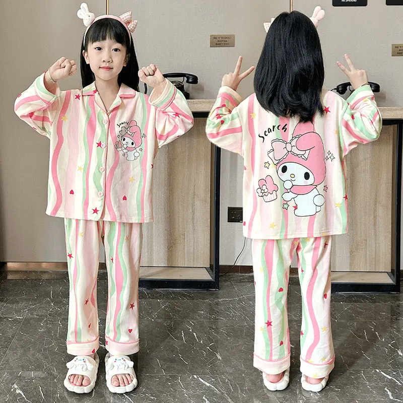 Đồ Ngủ Bé Gái, Bộ Đồ Dài Tay, Cho Trẻ Em, Thích Hợp Cho Mùa Xuân Và Mùa Thu, Thời Trang Dễ Thương, Thích Hợp Cho Trẻ Lớn Hơn, Đồ Mặc Ở Nhà Mùa Hè, Hàng Mới Về Năm 2024 1